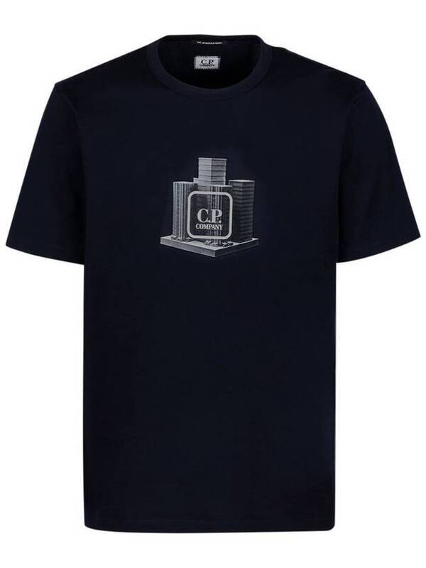 Cp Company Metropolis Graphic Logo T-Shirt 203A In Navy