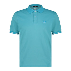 Cp Company Tacting Piquet Logo Polo Shirt In Tile Blue