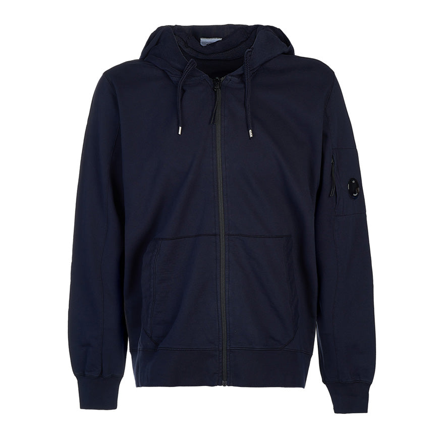 Cp Company Hooded Light Fleece Lens Full Zip In Navy