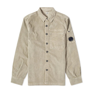 Cp Company Corduroy Button Up Shirt in Silver Sage