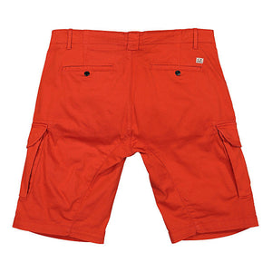 Cp Company Bermuda Satin Stretch Cargo Shorts in Fiery Red