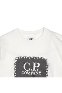 Cp Company Junior Long Sleeved Stamp Logo T-Shirt in White