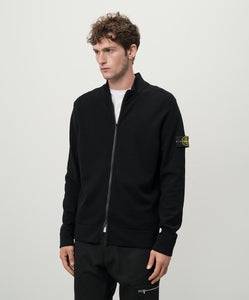 Stone Island Knit Full Zip Fleece In Black