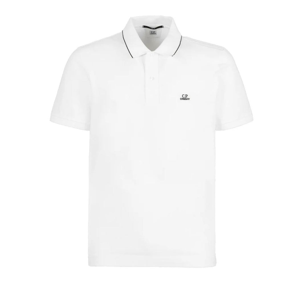 Cp Company Stretch Piquet Slim Fit Polo Shirt in White (Pre-Order: Due Approx. 28th Feb)