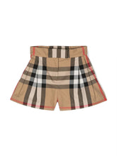 Load image into Gallery viewer, Junior Burberry Girls Check Cotton Shorts In Beige
