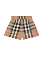 Load image into Gallery viewer, Junior Burberry Girls Check Cotton Shorts In Beige
