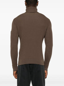 Stone Island Turtle Neck Ribbed Wool Sweatshirt Walnut Brown