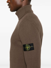 Load image into Gallery viewer, Stone Island Turtle Neck Ribbed Wool Sweatshirt Walnut Brown
