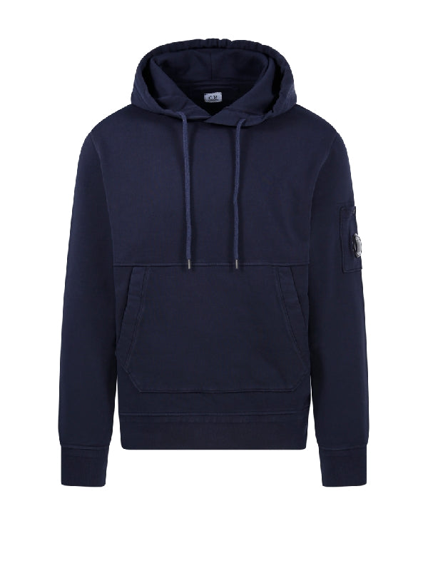 Cp Company Resist Dyed Cotton Lens Overhead Hoodie in Navy