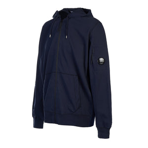 Cp Company Hooded Light Fleece Lens Full Zip In Navy