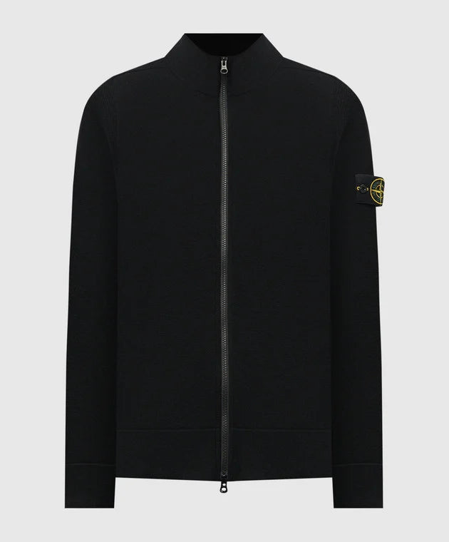 Stone Island Knit Full Zip Fleece In Black