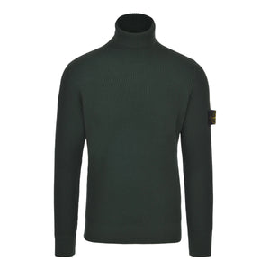 Stone Island Turtle Neck Ribbed Wool Sweatshirt Khaki