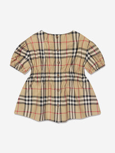 Burberry Junior Check Print Dress In Beige