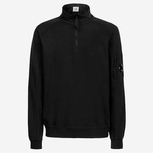 Cp Company Light Fleece Lens Quarter Zip In Black