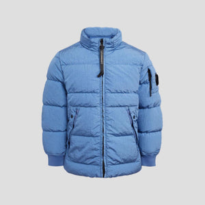 Cp Company Junior Lens M.T.T.N Down Jacket With Foldaway Hood in Infinity Blue