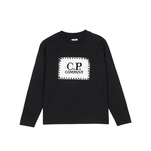 Cp Company Junior Long Sleeved Stamp Logo T-Shirt Black