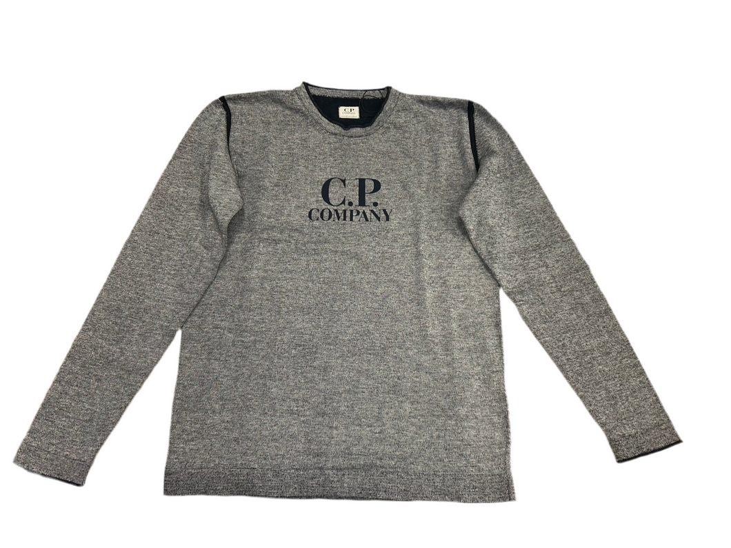 Cp Company Junior Big Logo Light Knit Sweatshirt in Navy