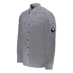 Cp Company Corduroy Button Up Shirt in Excalibur Grey