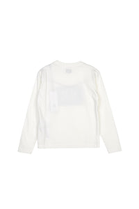 Cp Company Junior Long Sleeved Stamp Logo T-Shirt in White