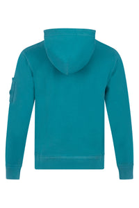 Cp Company Resist Dyed Cotton Lens Overhead Hoodie in Tile Blue