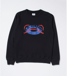 Cp Company Junior Old Skool Logo Sweatshirt In Navy