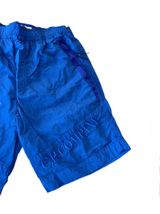 Cp Company Flatt Nylon Embroidered Logo Swim Shorts in Blue Quartz
