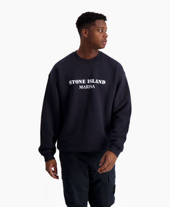 Stone Island Marina Printed Logo Sweatshirt in Navy