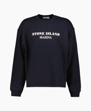 Load image into Gallery viewer, Stone Island Marina Printed Logo Sweatshirt in Navy
