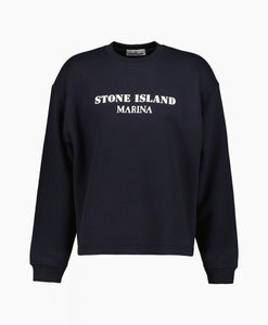 Stone Island Marina Printed Logo Sweatshirt in Navy