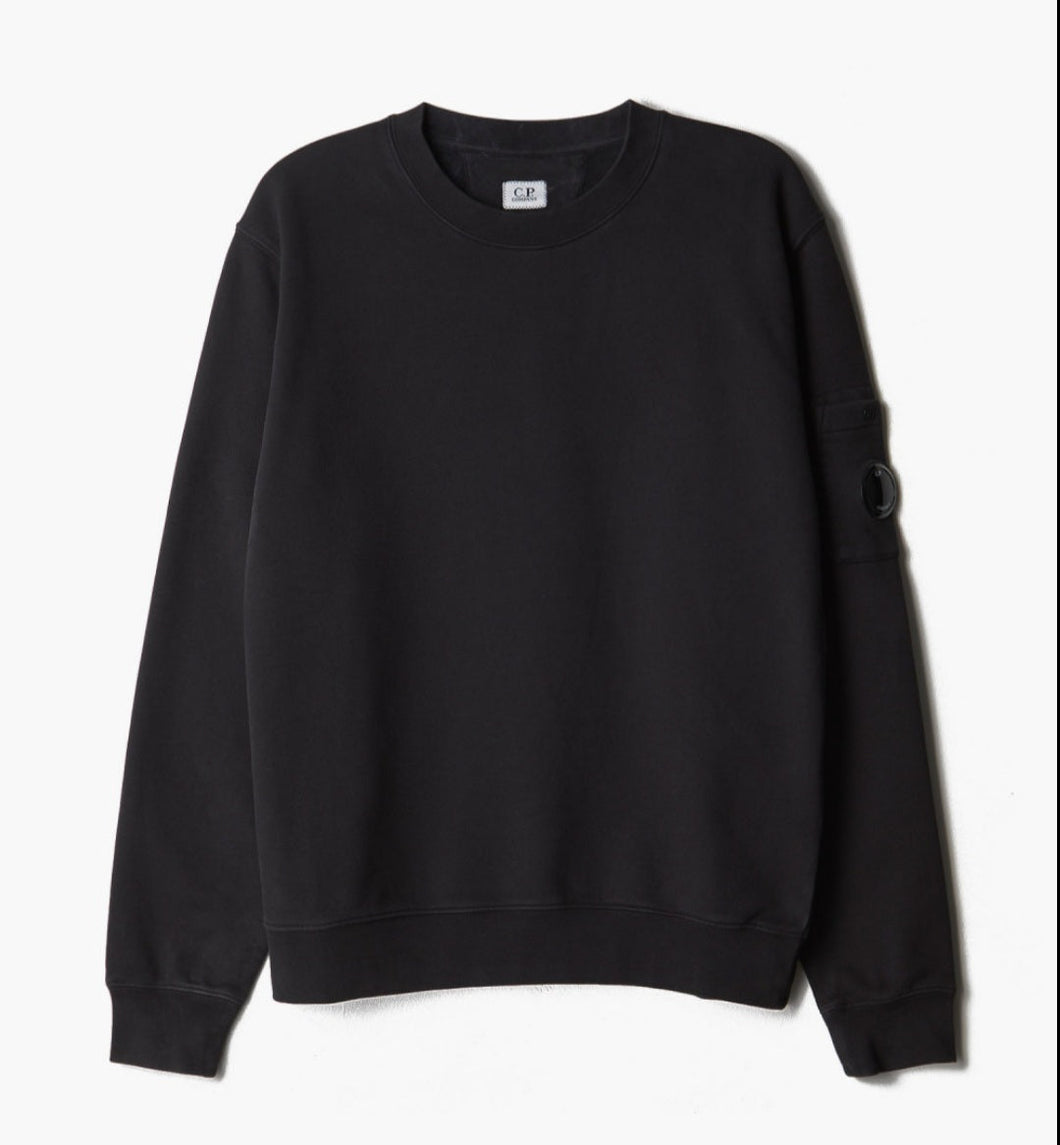 Cp Company Brushed Emerized Resist Dyed Lens in Sweatshirt in Black