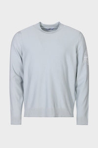 Stone Island Roll Trim Embroidered Logo Sweatshirt in Baby Blue