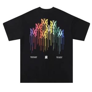 Amiri Drip Rainbow Logo T-Shirt Black