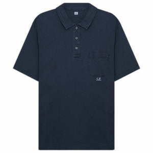 Cp Company Old Dyed Small Logo Polo Shirt in Medieval Blue (Pre-Order: Due Approx. 28th Feb)