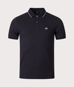 Cp Company Stretch Piquet Slim Fit Polo Shirt in Black (Pre-Order: Due Approx. 28th Feb)