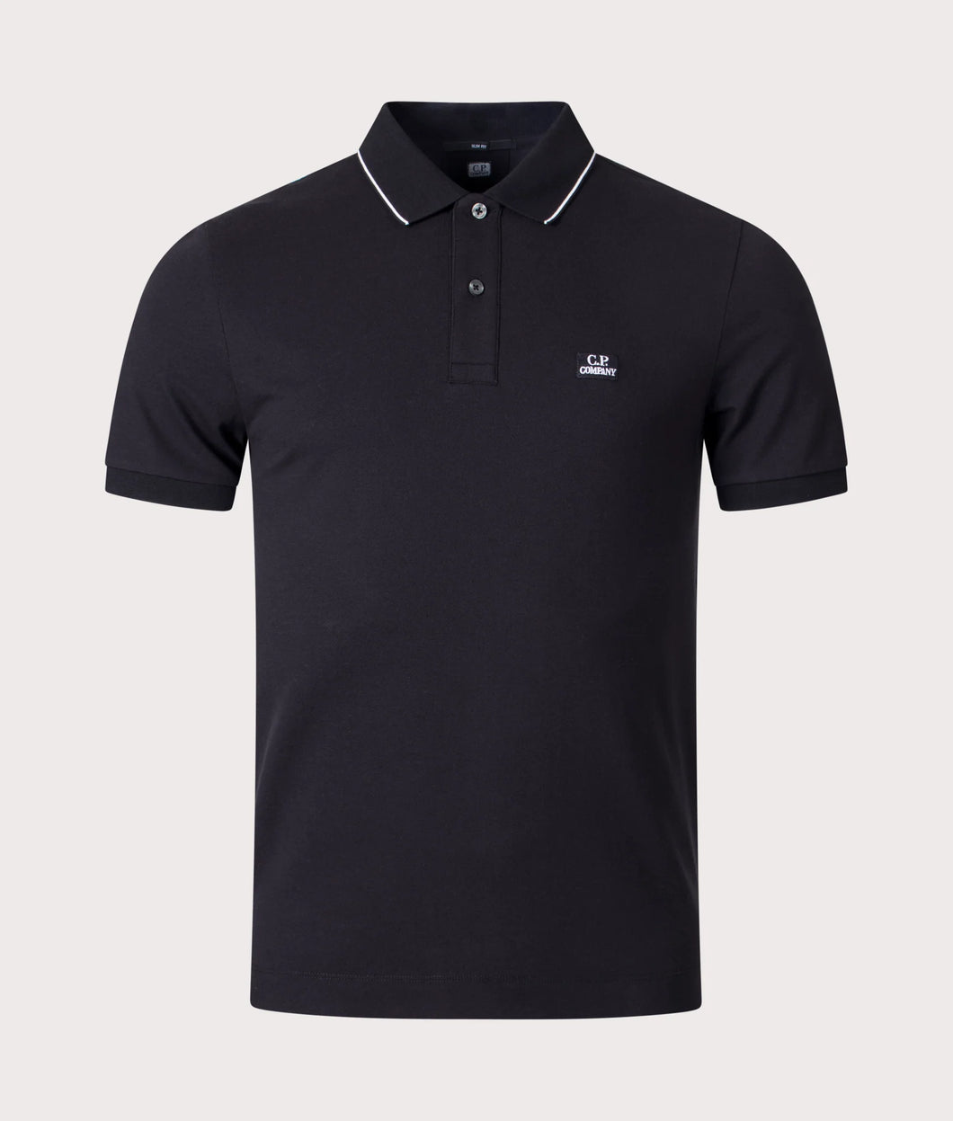 Cp Company Stretch Piquet Slim Fit Polo Shirt in Black (Pre-Order: Due Approx. 28th Feb)