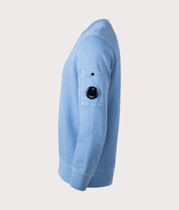 Cp Company Brushed Emerized Resist Dyed Lens Sweatshirt in Riviera Blue (Pre-Order: Due Approx. 28th Feb)