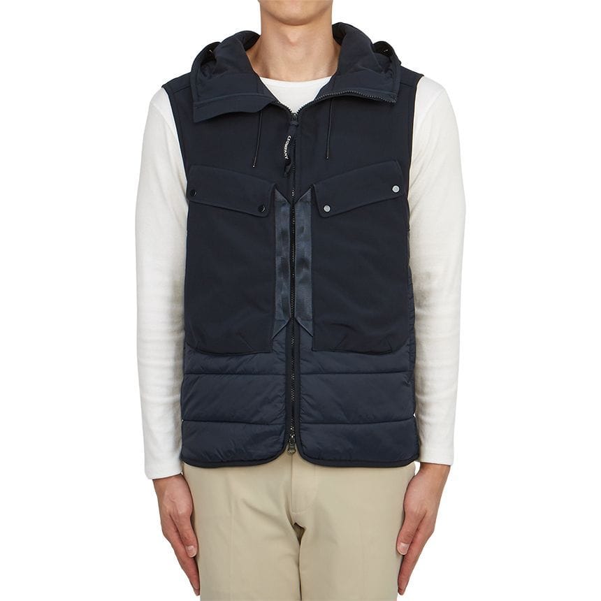 Cp Company Mixed Shell-R Goggle Gillet In Navy ( Pre Order Due 19th Nov )