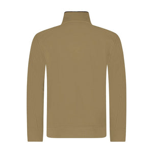 Cp Company Light Fleece Quarter Zip Lens Sweatshirt in Butternut Brown