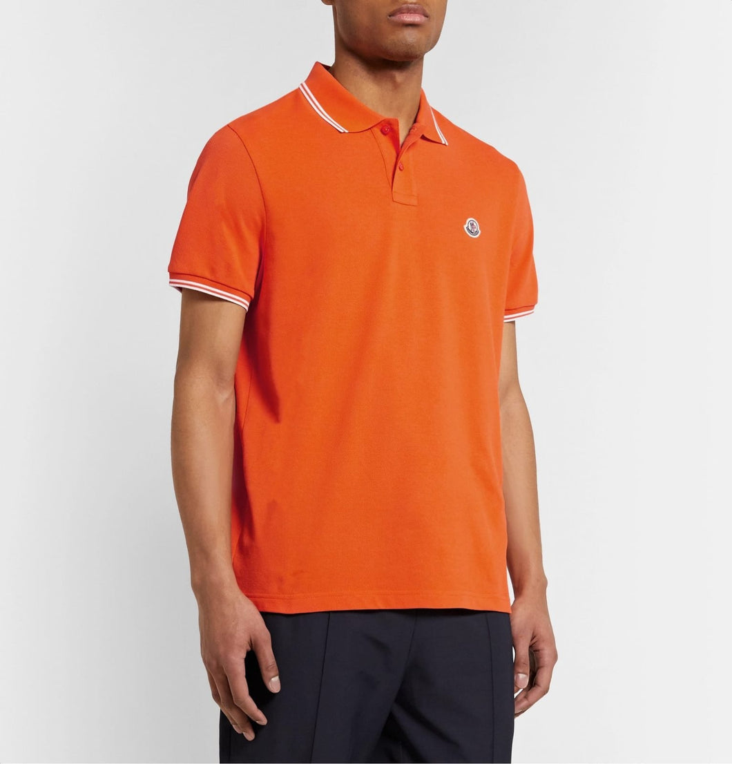 Moncler Trim Collar Colour Polo Shirt In Orange