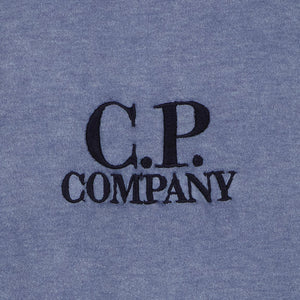 Cp Company Plated Jersey Embroidered Logo T-Shirt Medieval Blue