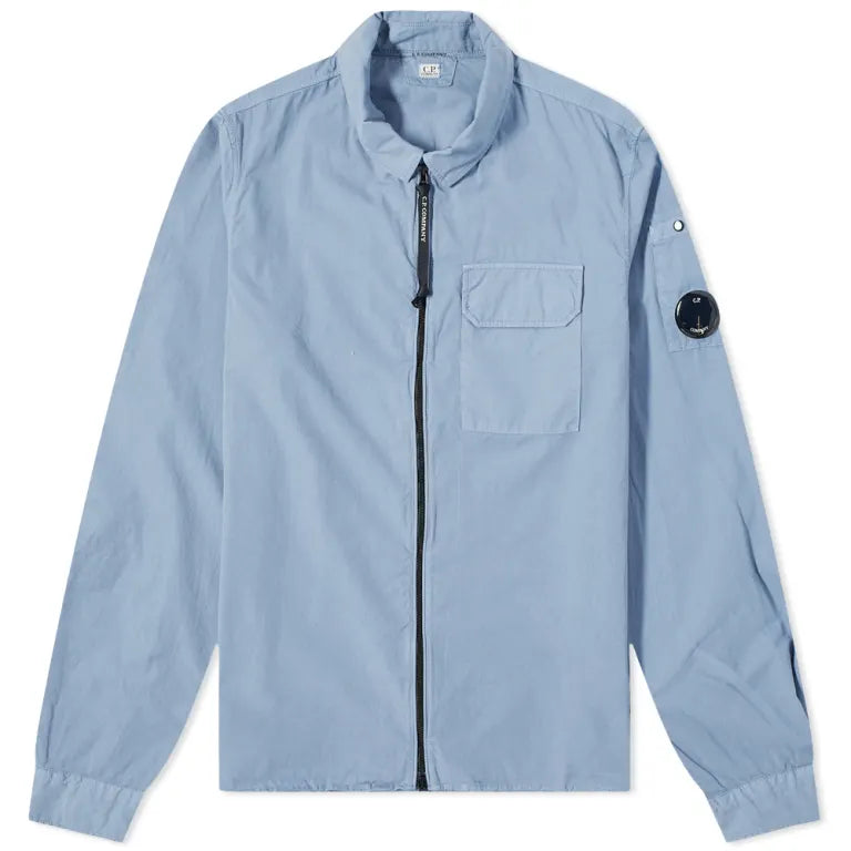 Cp Company Gabardine Lens Zip Overshirt in Infinity Blue