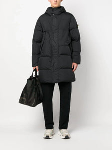 Stone Island Garment Dyed Crinkle Reps R-Ny Down Coat in Black