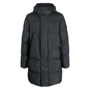 Stone Island Garment Dyed Crinkle Reps R-Ny Down Coat in Black