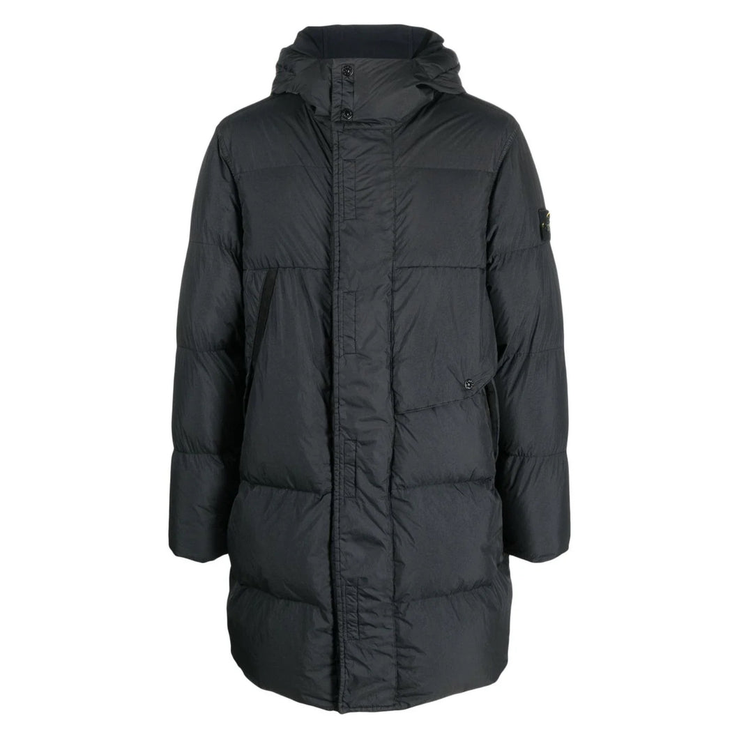 Stone Island Garment Dyed Crinkle Reps R-Ny Down Coat in Black