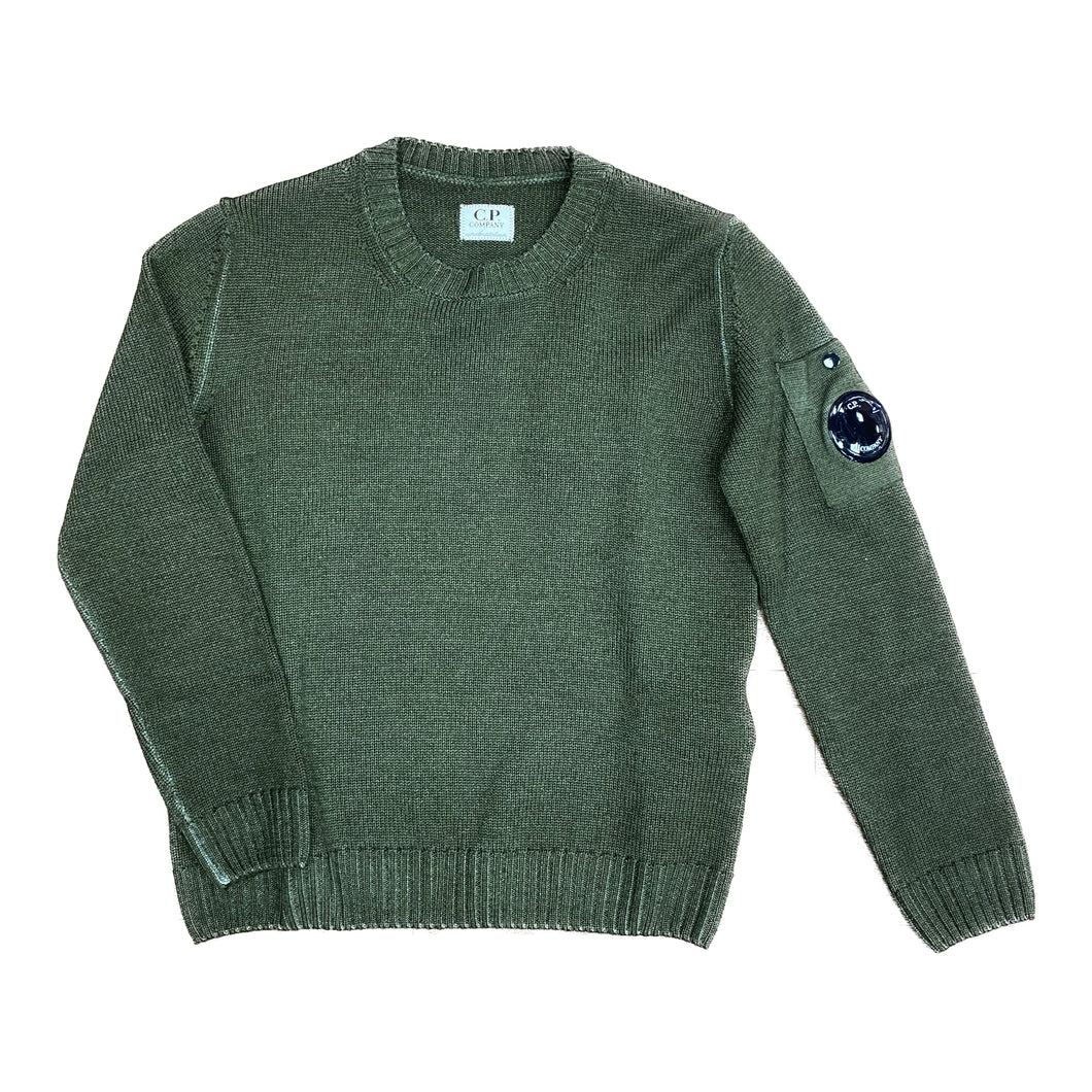 Cp Company Junior Extrafine Merino Wool Sweatshirt In Ivy Green 055