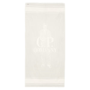 Cp Company Factory Worker Logo Beach Towel in Natural White