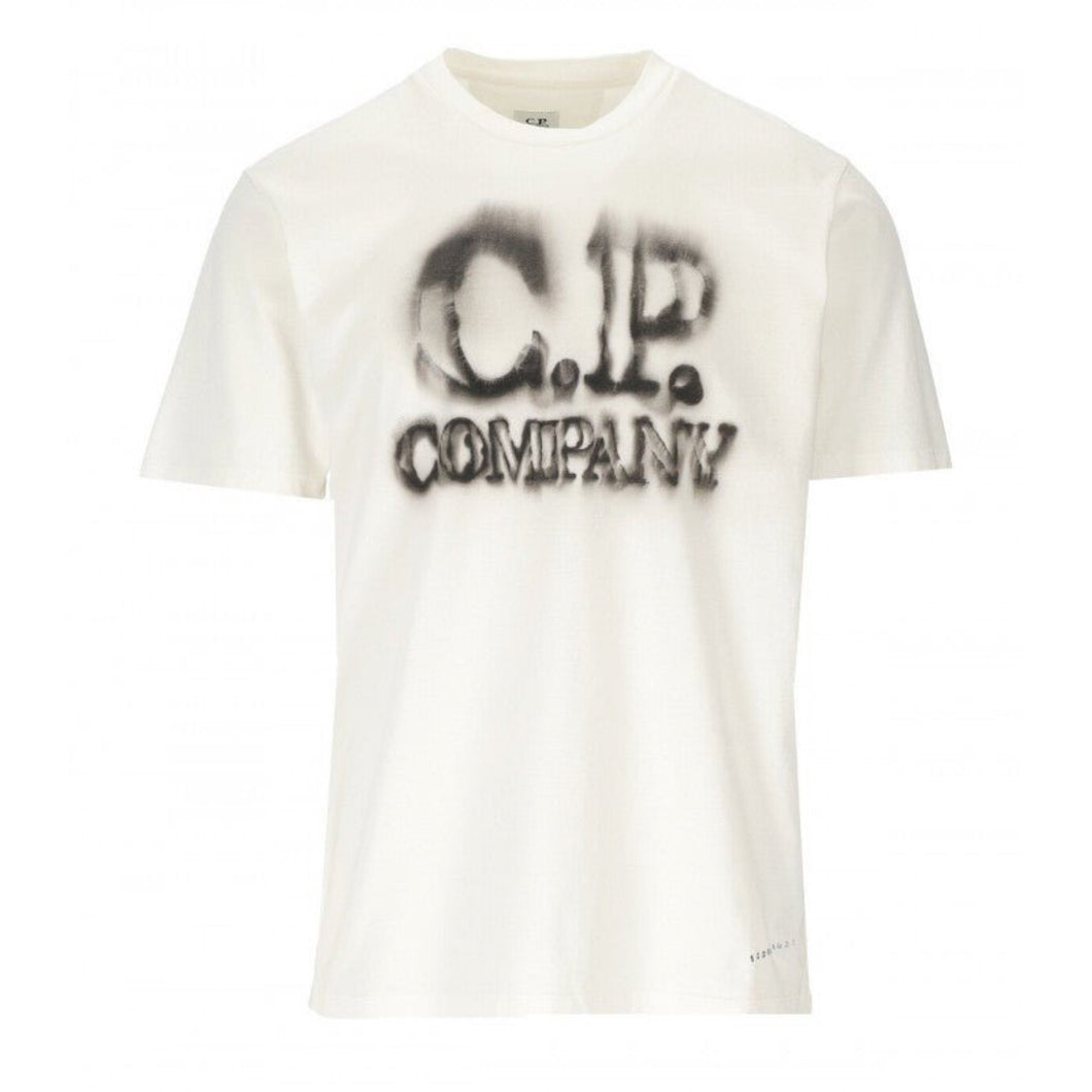 Cp Company Blurry Logo T-Shirt in White