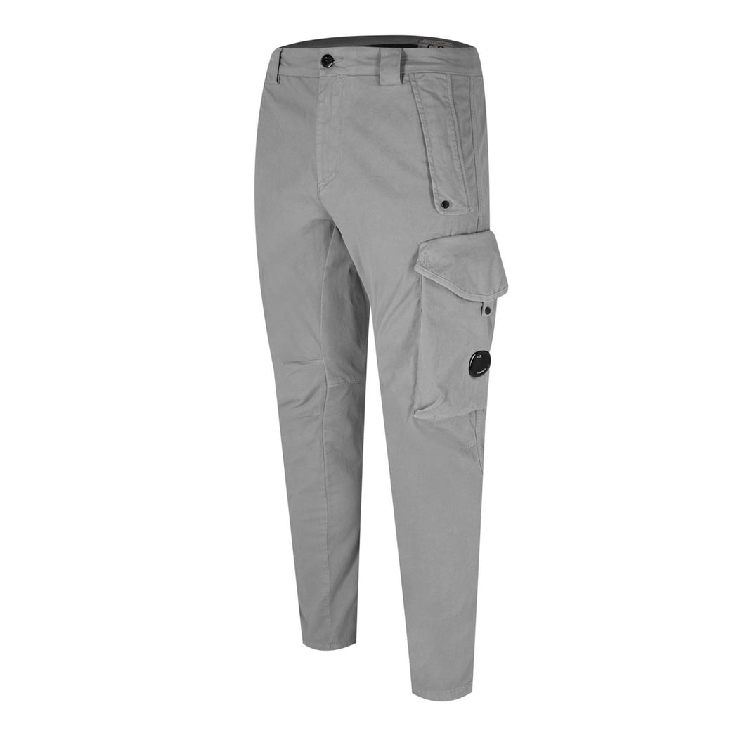 Cp Company Stretch Satin Lens Cargo Pants In Metal Grey