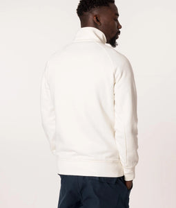 Cp Company Quarter Zip Polo Collar Sweatshirt In White