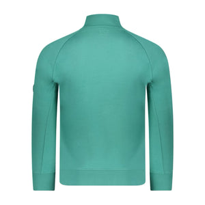 Cp Company Quarter Zip Polo Collar Sweatshirt In Frosty Green